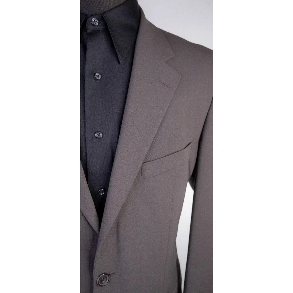 Hugo Boss 2-Pcs Solid Brown 2-Button Wool Suit Blazer Jacket Sz 40R Pants 36X31